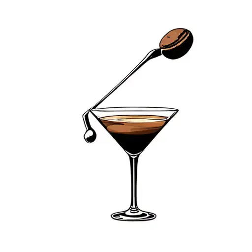 golferstanding on martini and  hitting coffee bean off an espresso martini tattoo design idea