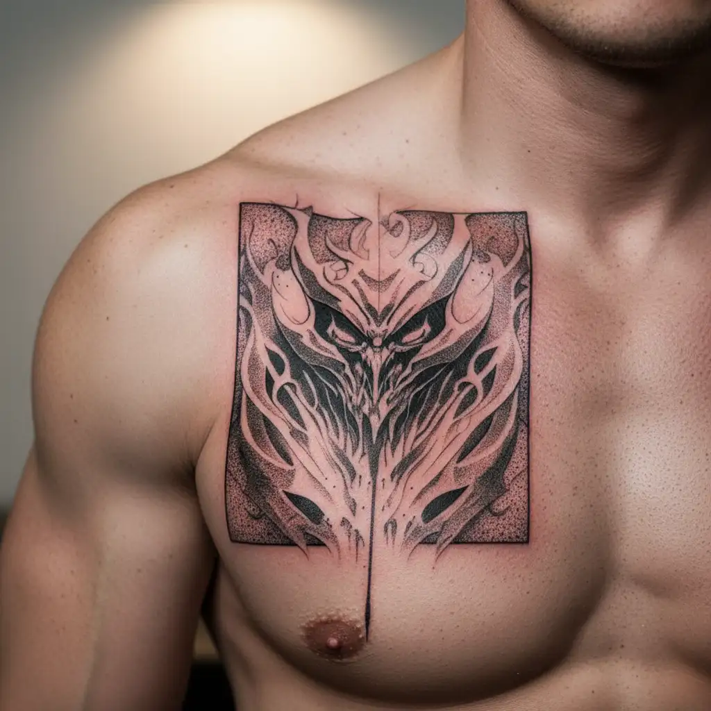 shadow fiend from game dota 2 neck  tattoo design idea