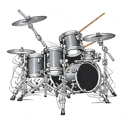 drumsticks hitting a snare drum tattoo design idea