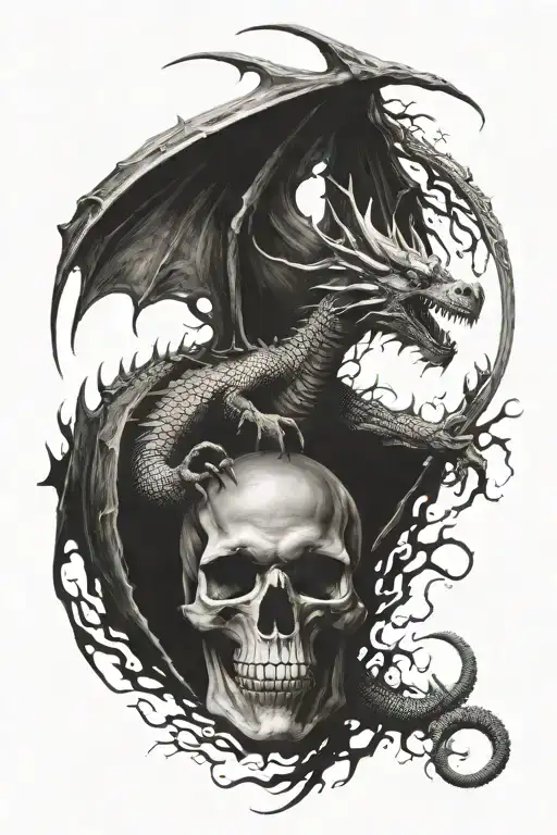 dragon And death I will fear tattoo design idea