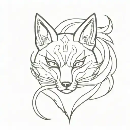 kitsune mask tattoo design idea