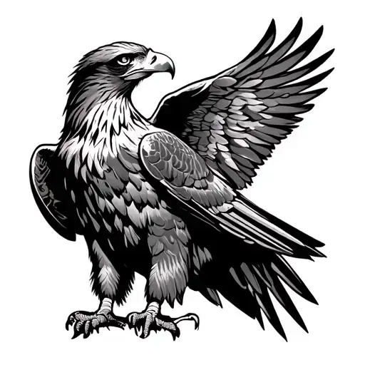wedge tail eagle perched tattoo design idea