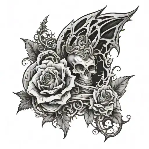dark and gothic sleeve tattoo design idea