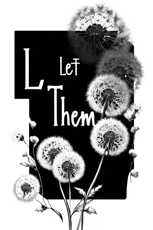 "Let Them" Dandelion blowing in the wind tattoo design idea