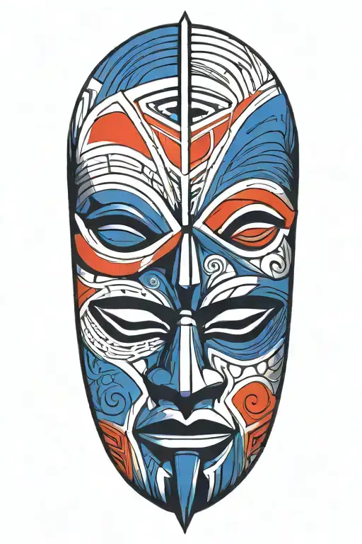 African Zulu mask tattoo design idea