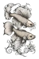 betta fish long tail tattoo design idea