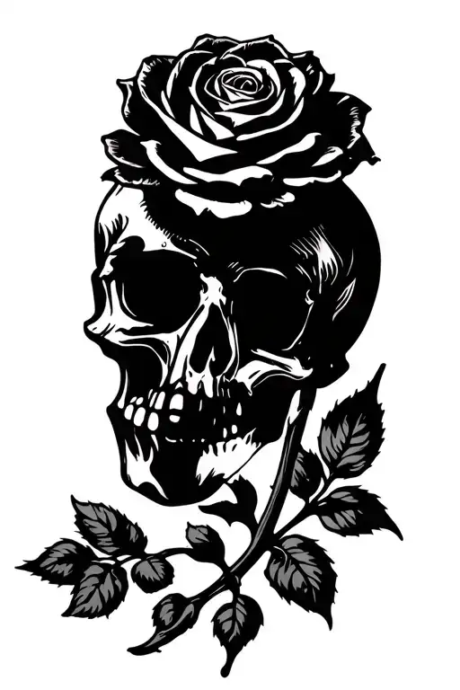 scull cartoon rose tattoo tattoo design idea