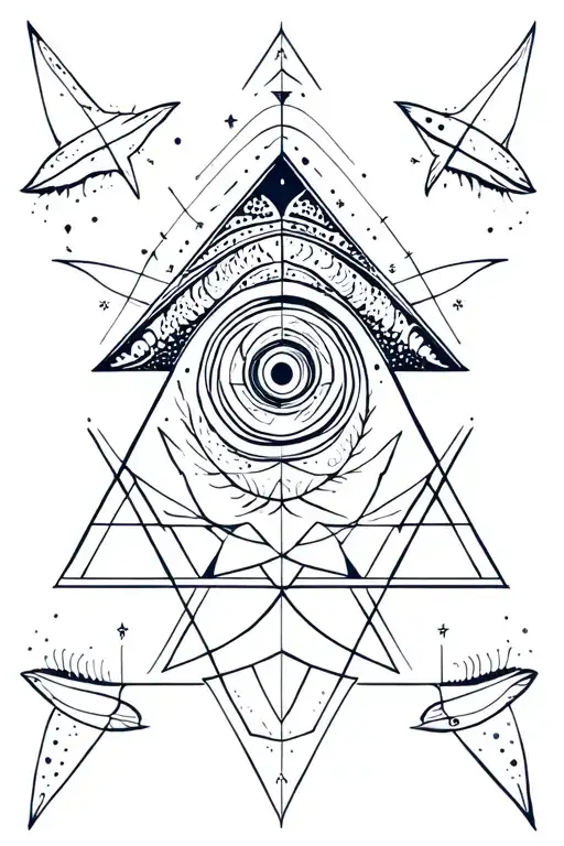 Lemurian starseed tattoo with spiral, whale shark markings, Pleiadian star cluster, triangle with third eye" tattoo design idea