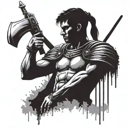roman soldier dripping very sexy male man guy tattoo design idea