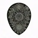 sunflower, rose, and chrysanthemum, flower intertwined tattoo design idea