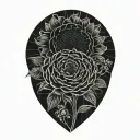 sunflower, rose, and chrysanthemum, flower intertwined tattoo design idea