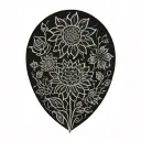 sunflower, rose, and chrysanthemum, flower intertwined tattoo design idea