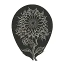 sunflower, rose, and chrysanthemum, flower intertwined tattoo design idea