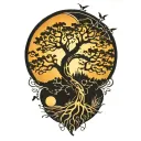 tree of life and sun and moon tattoo design idea