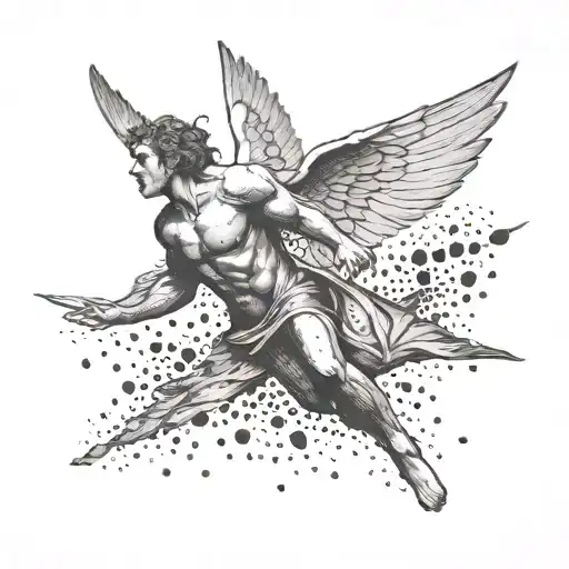 Icarus falling tattoo design idea