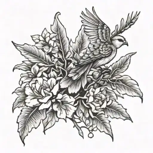 live oak and phoenix and azalea and pecans  tattoo design idea