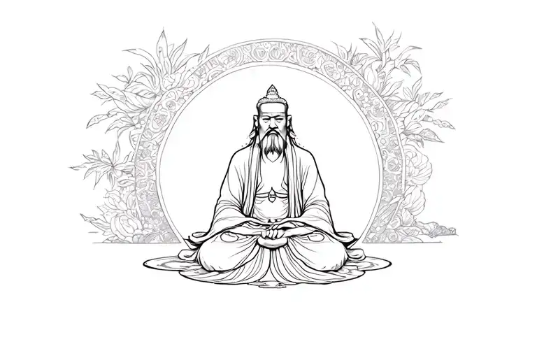 Lao Tzu sitting tattoo design idea