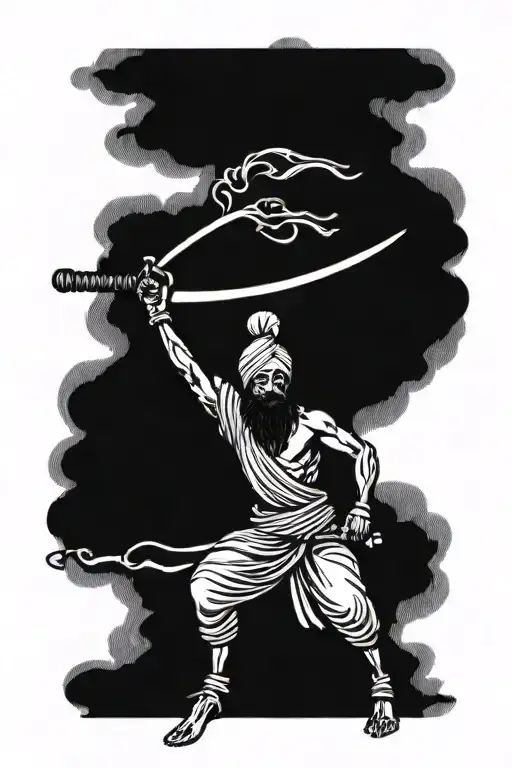 Sikh warrior wielding a sword tattoo design idea