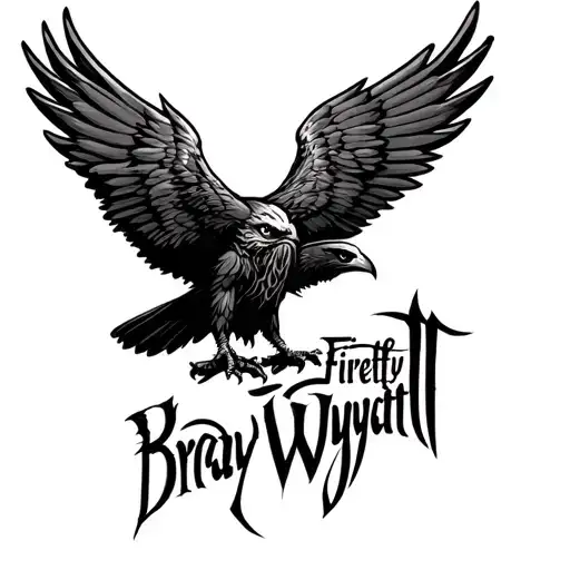 bray Wyatt Firefly Logo , buzzard spread wings tattoo design idea