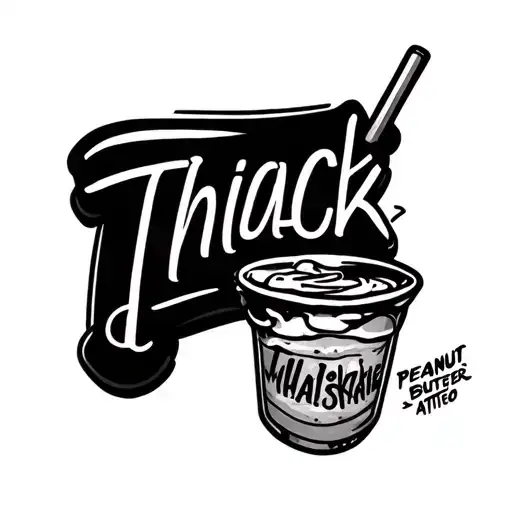 "Thiack" peanut butter and banana milkshake tattoo design idea