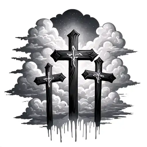 3 Crosses With Clouds tattoo design idea