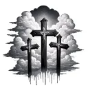3 Crosses With Clouds tattoo design idea