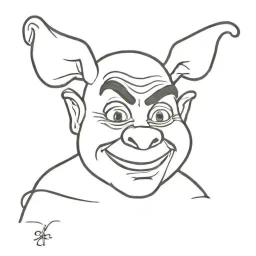 shrek ears outline with numbers 0808 tattoo design idea