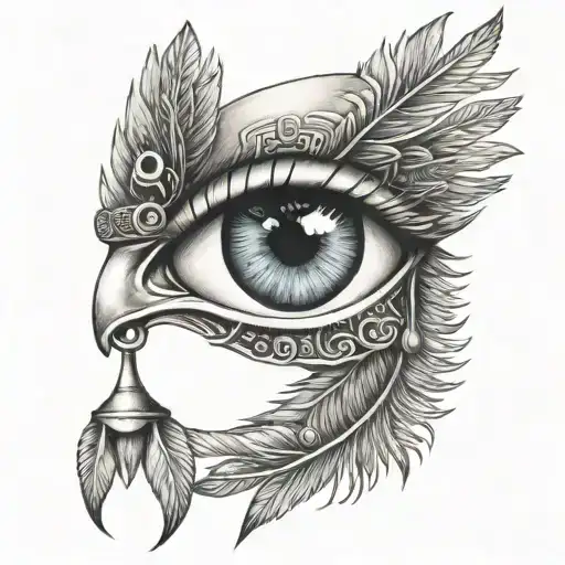 Egyptian protective eye in hawk's eye style tattoo design idea