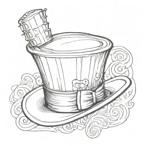 willy wonka's top hat and cane tattoo design idea