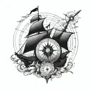 birthdates compass clock ship tattoo design idea