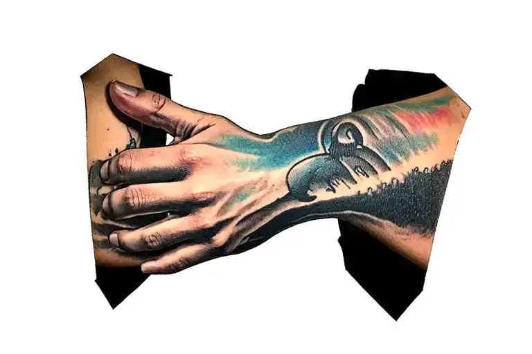 Hand Choking Neck tattoo design idea