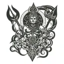 God shiv trident tattoo design idea