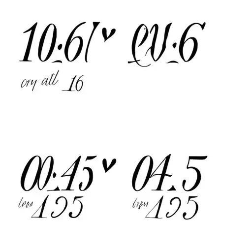 birthday dates 10 06 16 & 04 15 25, roman numerals tattoo design idea