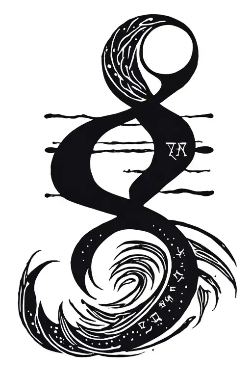 Design of minimalist, Aquarius zodiac sign on a post stamp tattoo design idea