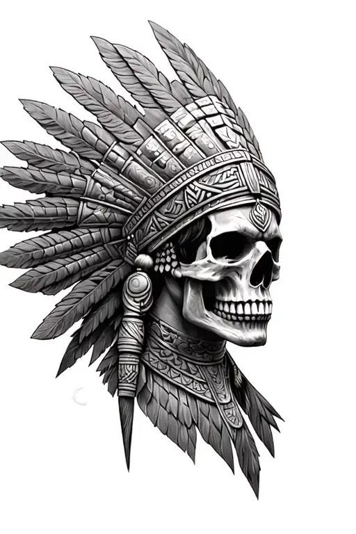 Aztec warrior skull & kirtimukha tattoo design idea
