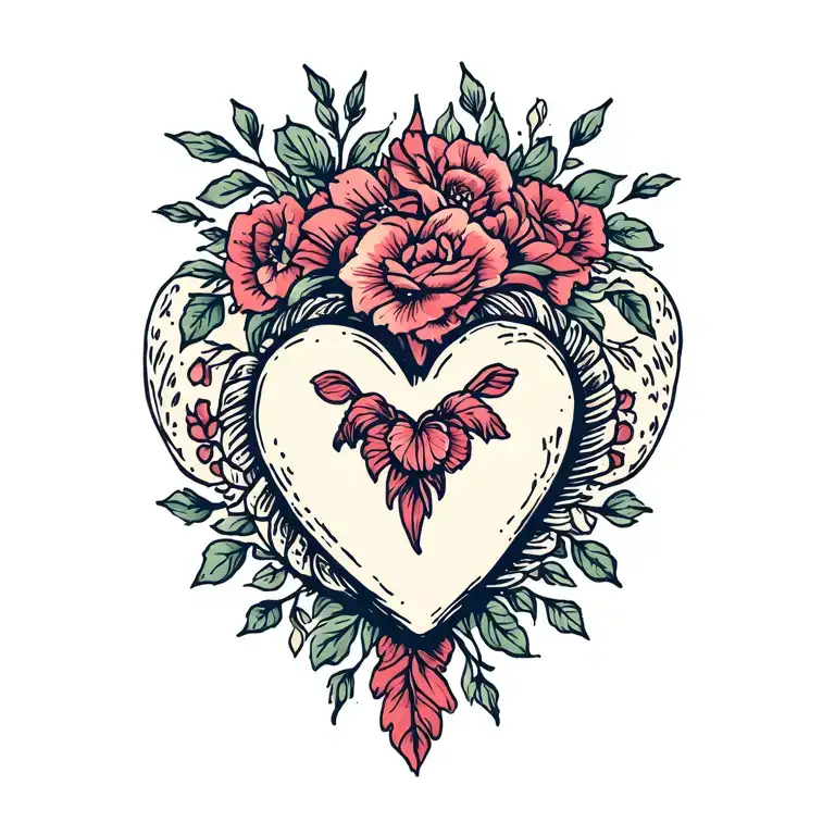  traditional mom heart surrounded tattoo design idea