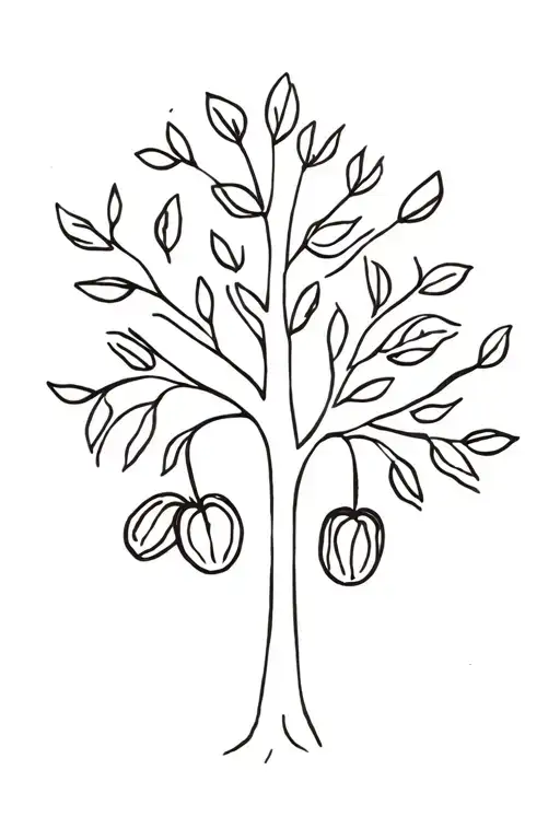 cocoa tree and dates incorporated tattoo design idea