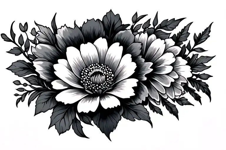 Fan flowers tattoo design idea