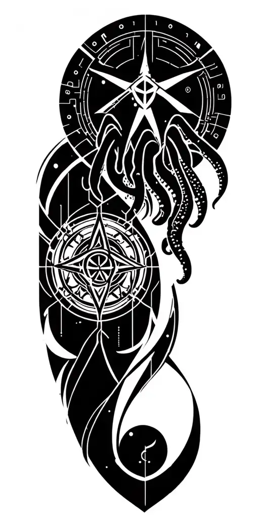 Cthulhu Symbols, the Elder Sign, Lovecraftian, Necromomicon Sigil tattoo design idea