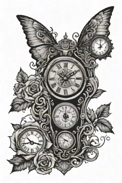 depression sobriety clock family tattoo design idea