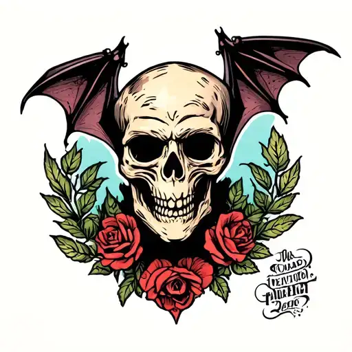 death bat tattoo design idea