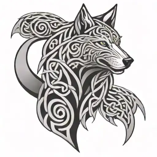 celtic pattern with element The wolf tattoo design idea
