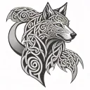 celtic pattern with element The wolf tattoo design idea