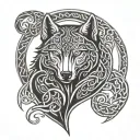 celtic pattern with element The wolf tattoo design idea