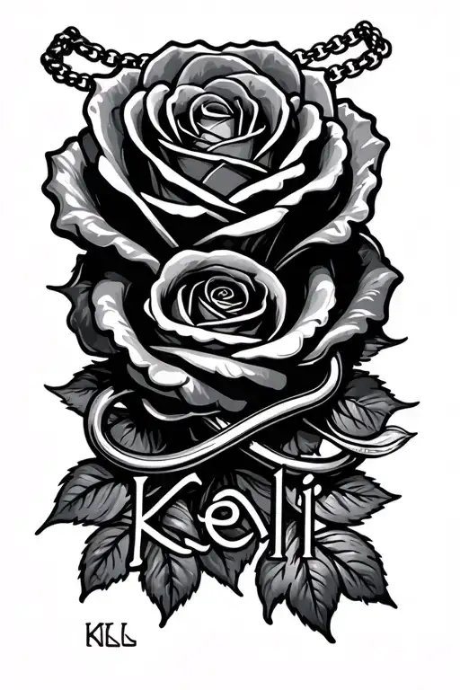 "Kelli" rose and infinity necklace wrapped tattoo design idea