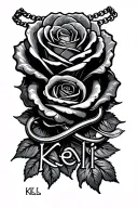 "Kelli" rose and infinity necklace wrapped tattoo design idea