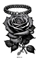"Kelli" rose and infinity necklace wrapped tattoo design idea