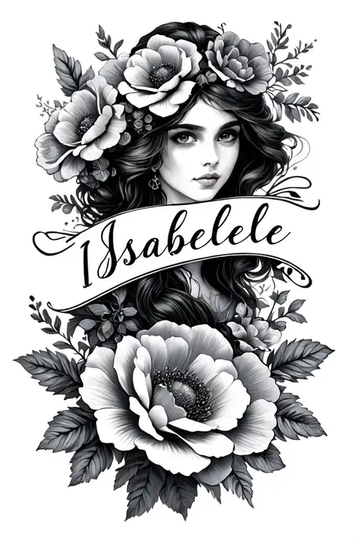 the name Isabelle with flowers tattoo tattoo design idea