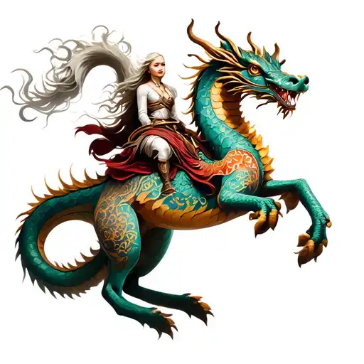 daenerys targaryen riding chinese festival dragon tattoo design idea