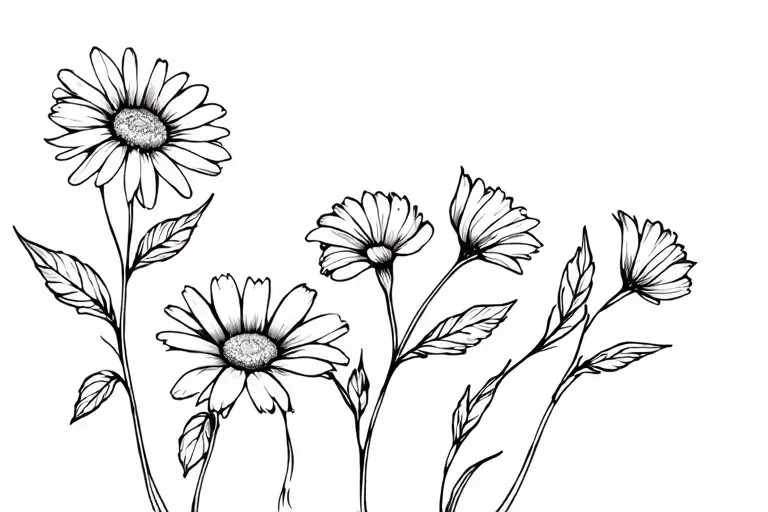 cosmo, daisy and carnation flower tattoo design idea